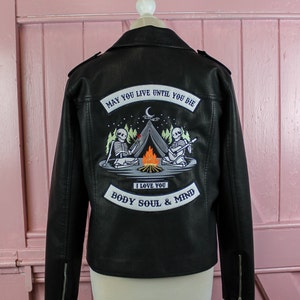 Custom-made bride leather jacket with unique embroidery