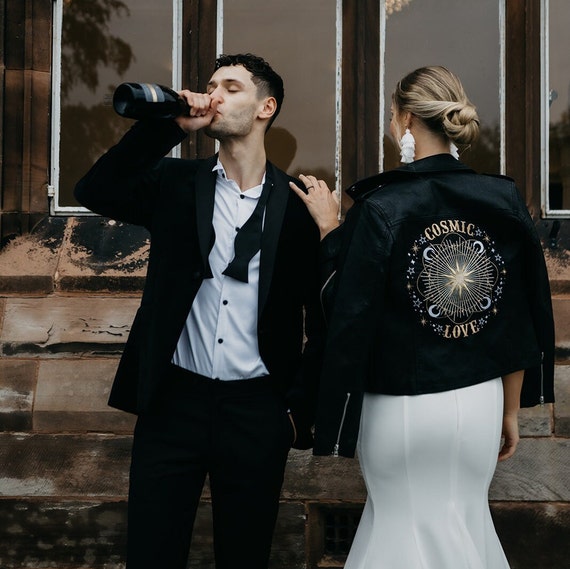 Leather Jacket Evening Dress Cover Up Jacket Our Wedding: Custom Painted Leather  Jacket All Things Kate