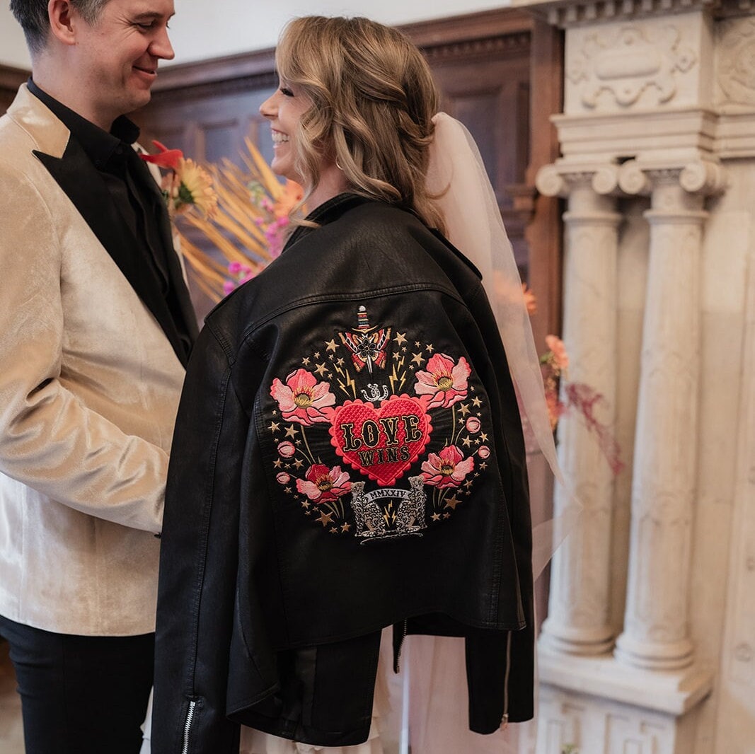 Embroidered Leather Jacket Embroidery Leather Jacket Personalized Leather Jacket for the Bride Premium Embroidered Faux Leather Jacket Etsy UK
