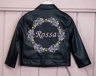 1st Birthday Gift First Birthday Girl Best First Birthday Gift Custom Name Jacket Black Leather Jacket Motorcyle Jacket Girls Leather Jacket