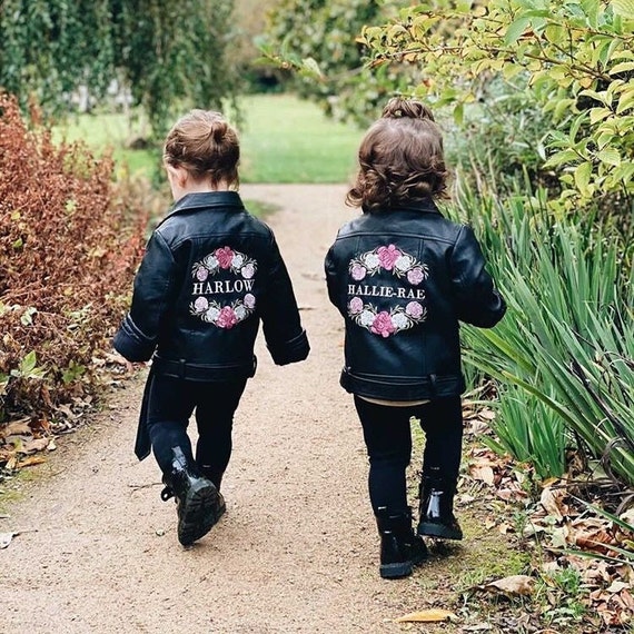 Custom Name Jacket Kid Leather Jacket Floral Wreath Flower Girl Jacket Gift My First Easter 1st Birthday Present Etsy UK