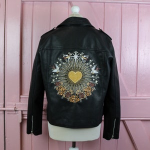Unique wedding bride leather jacket with personalized details