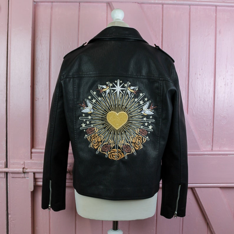 Unique wedding bride leather jacket with personalized details