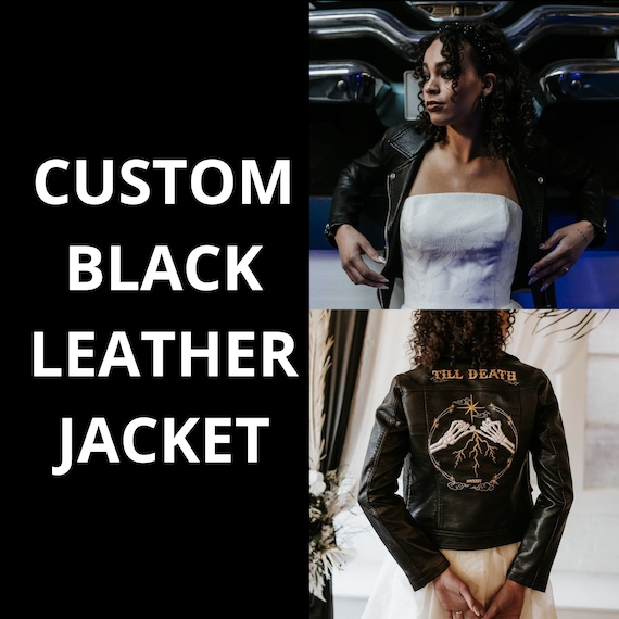 Completely Custom Jacket Women's Embroidered Wedding Bride Leather Jacket Personalized Jacket Bride Leather Jacket