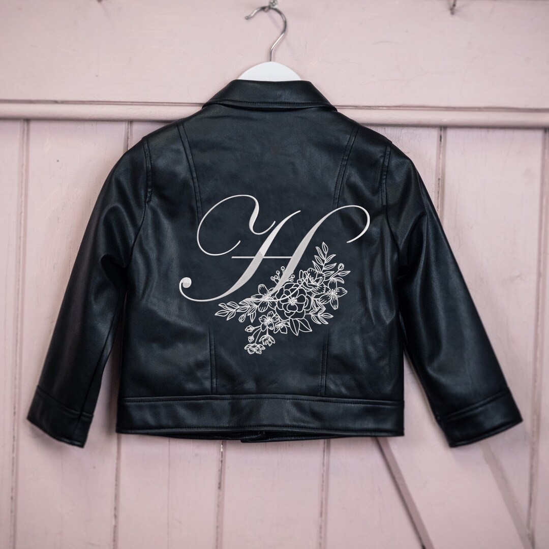 Flower Girl Jacket Embroidered Black Vegan Leather Jacket Etsy UK