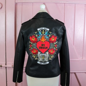 Personalized bride leather jacket with embroidery