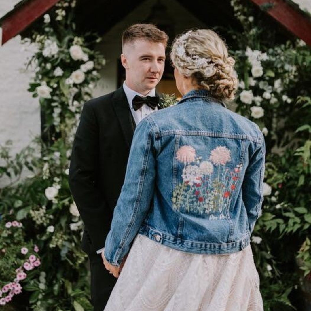 Bride Jeansjacke Brautjacke Jeans Brautjacke Hochzeit Jeansjacke