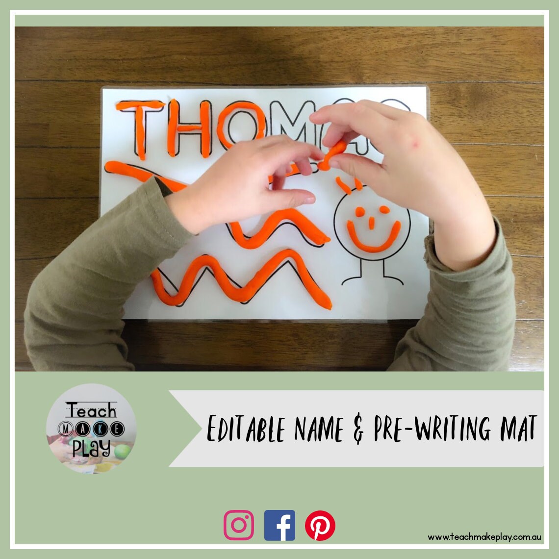Editable Name & Prewriting Playdough Mat Etsy
