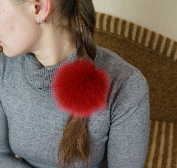 Faux Kaninchenfell Bommel Ball Haar Scrunchie elastische Pferdeschwanz Inhaber