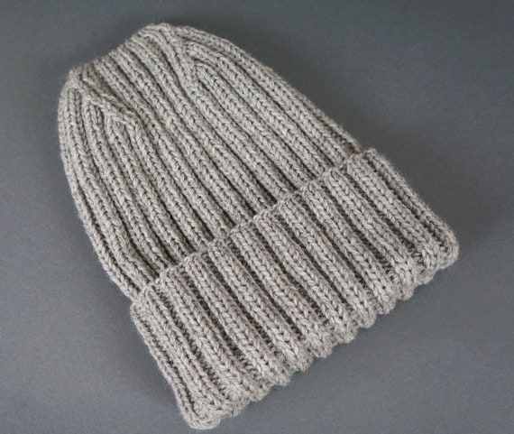 Hand Knit Wool Beanie: Unisex Slouchy Ribbed Hat - Etsy display picture 1