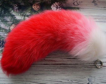 Fluffy Fox Tail Keychain: Fur Bag Charm, Keyring (16.8")