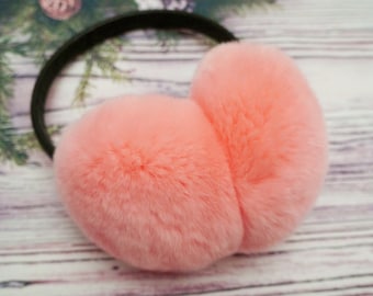 rex rabbit earmuffs, ear muffs pink, fur earmuffs, rabbit earmuffs, ear muffs for women, fluffy fur earmuffs, winter earmuffs