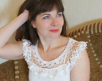 Handmade Crochet Cotton Collar: Vintage Style Lace Necklace