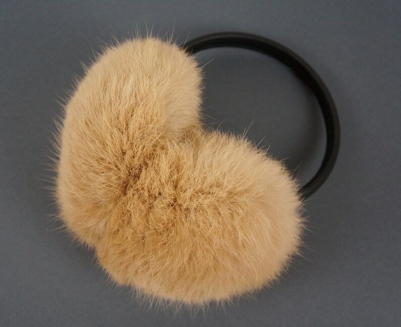 Real Fur Earmuffs Rabbit Fur Beige Fluffy Ear Muffs Ear Etsy