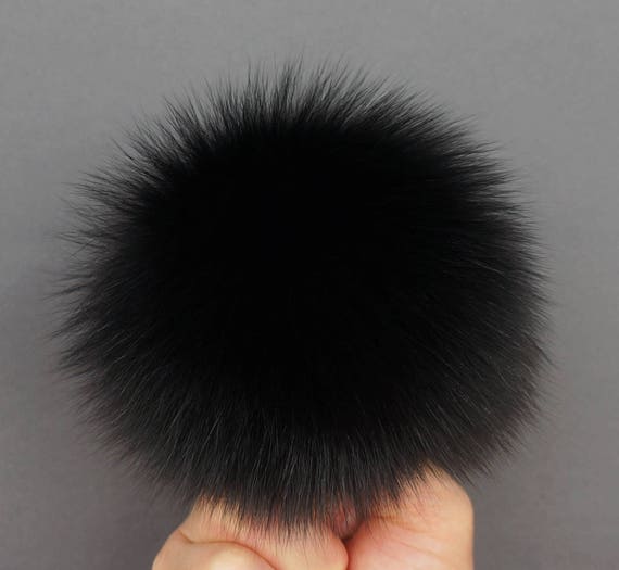 Fur Pom Pom, Fox Pom Pom, Black Fur Pom Pom, Large Pompom, Fur Pom Pom Hat,  Detachable Pom Pom, Fur Pompom, Arctic Fox Pompom, Fluffy Pompom 