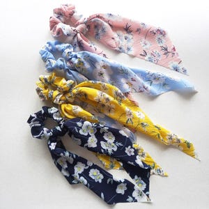 Floral Scarf Scrunchie: Knot Tail Hair Tie