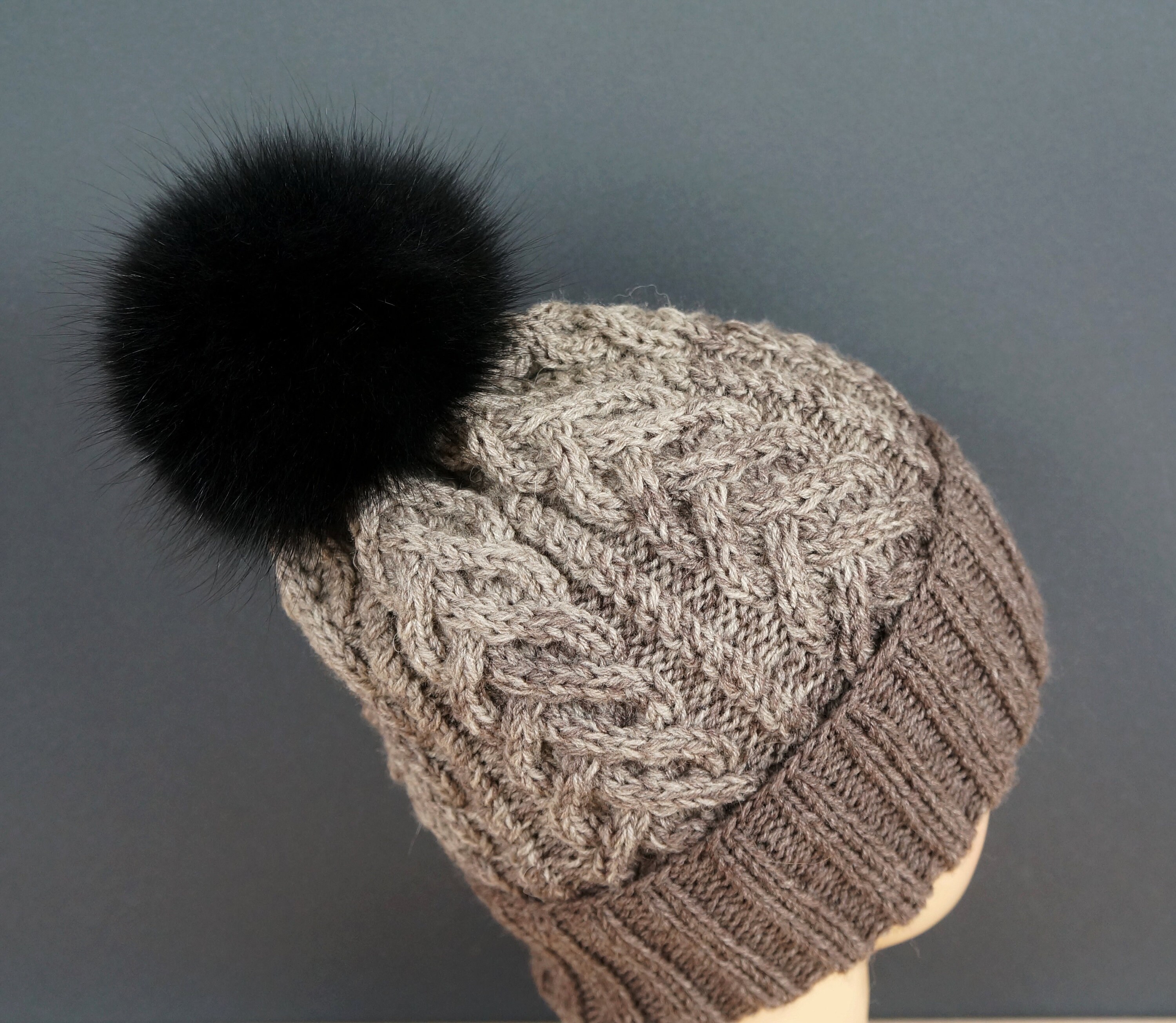 Cappello A Maglia Da Donna Foderato Pelliccia Pompelmo Maglia - Foto 5