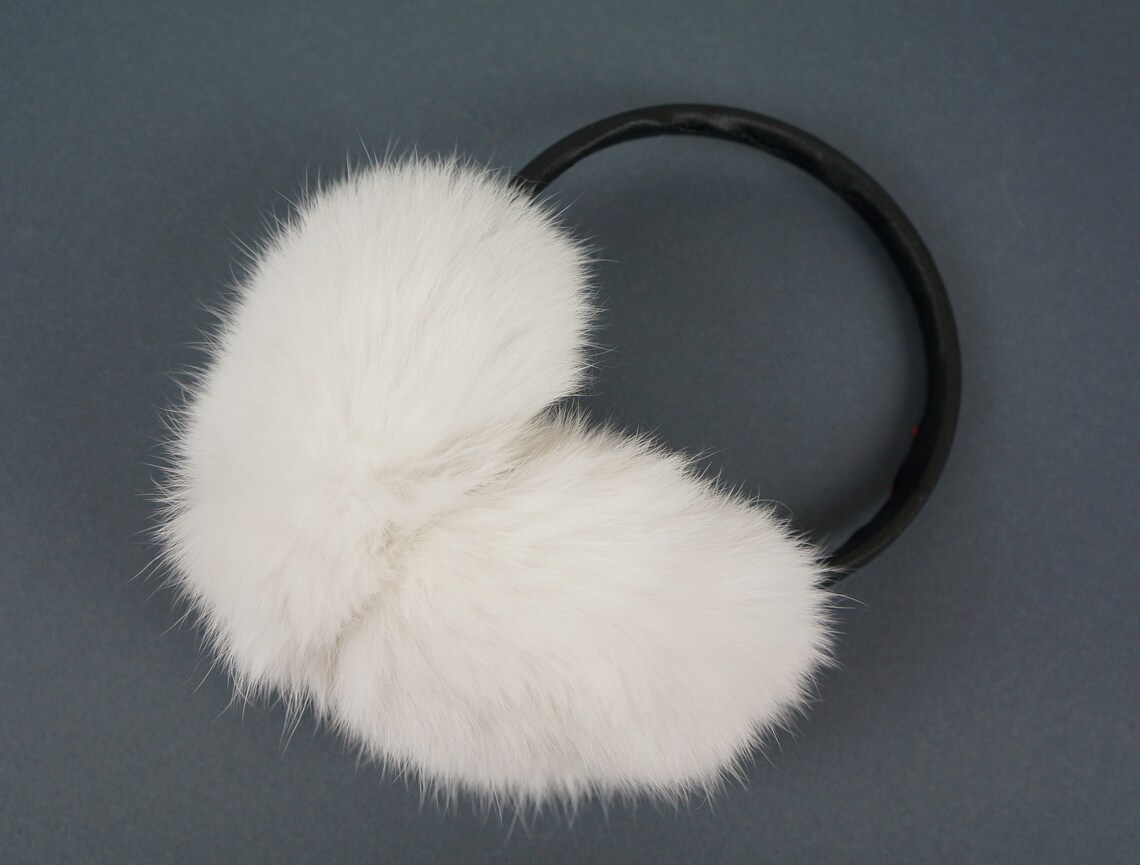 Real fur earmuffs Rabbit fur white Fluffy ear muffs Ear | Etsy