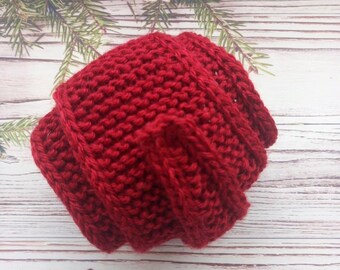 Merino Wool Knitted Mini Scarf: Skinny Neckerchief Headband