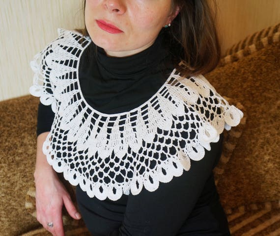 White Crochet Collar Lace Crochet Collar Handmade Crochet | Etsy