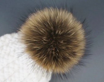 Detachable Raccoon Fur Pompom: Hat Accessory