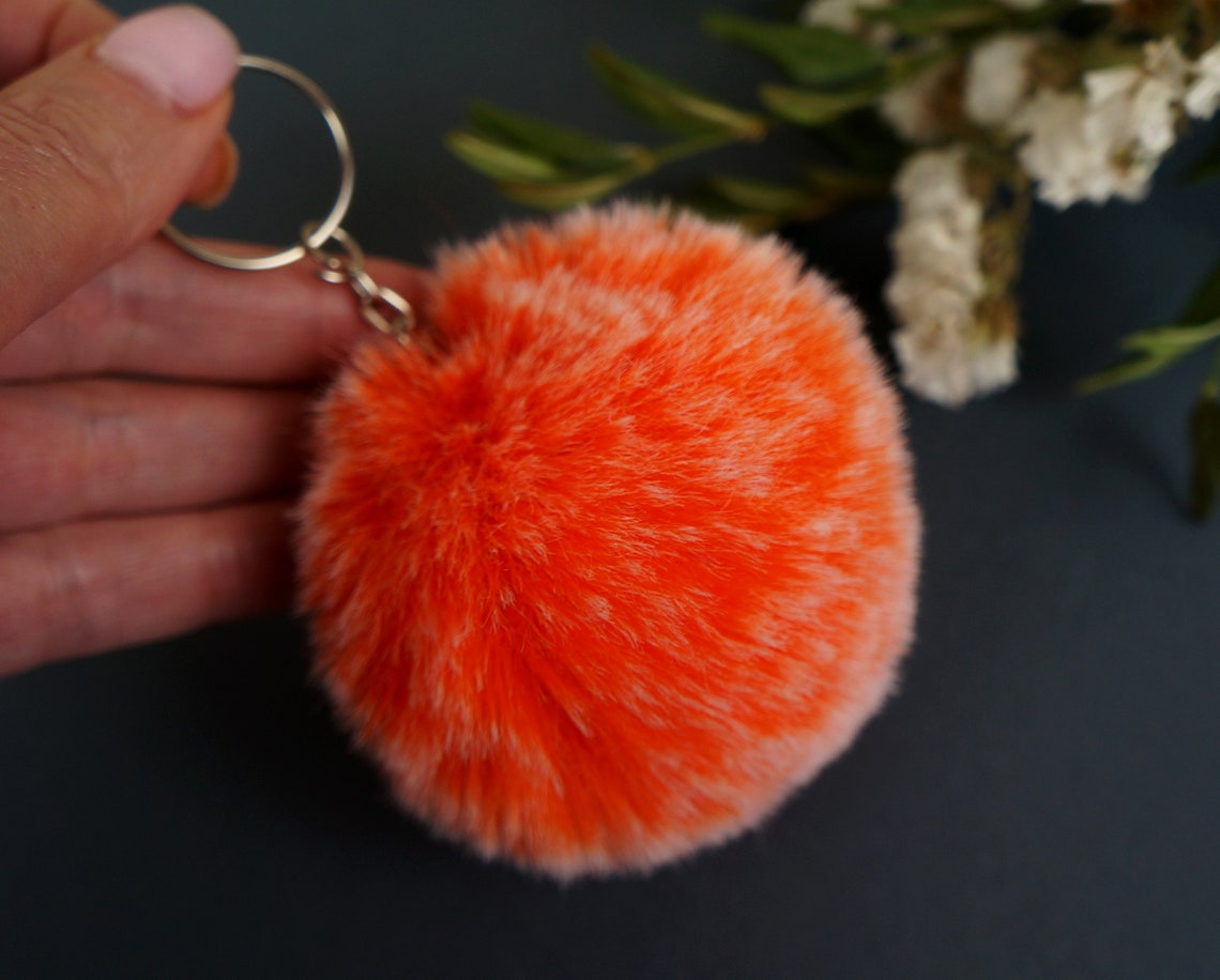 Fur Pom Pom Keychain Faux Fur Keychain Fur Keychain Fake Etsy