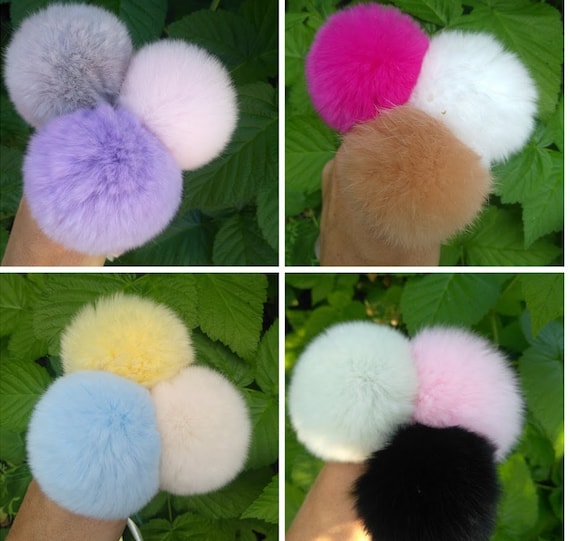 Detachable Rex Rabbit Fur Pom Pom: Hat Accessory (7-8 Cm) - Etsy