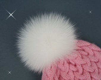Detachable White Fox Fur Pom Pom: Fluffy Hat Accessory