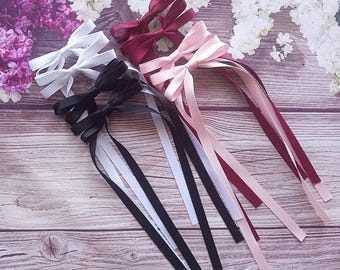 Satin Ribbon Hair Bow Clip: Ladies Hair Accessories (2 pc)