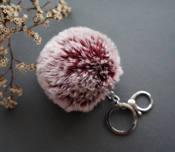 Fur Keychain Fur Pom Pom Keychain Burgundy Pompom Key Fob for Car Faux Fur Keychain Fake Fur Keyring Fur Ball Keychain Fur Pom Pom Etsy