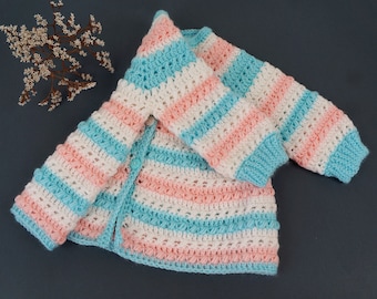 Crochet baby girl cardigan, Baby crochet cardigan, Crochet baby sweater, Crochet cardigan, Multicolored cardigan, Gift for baby