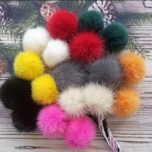 Mink Fur Pom Pom: Set 2 pcs Pompons