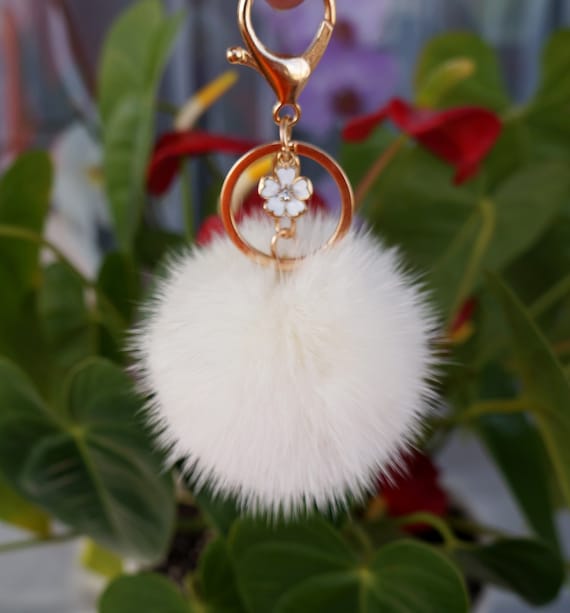 White puff best sale keychain