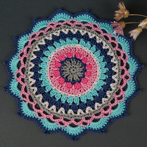Crochet Mandala Doily: Multicolor Cotton Lace Table Decoration (7.6&quot;)