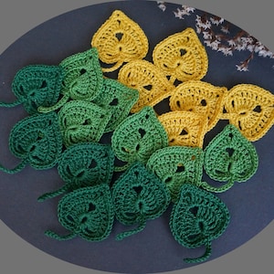 Gehaakte bladeren, set van 6 stuks, blad gehaakt appliqué, decoratie bladeren, scrapbookbladeren, veelkleurige bladeren.