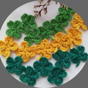 Ensemble de 12 feuilles au crochet, Feuilles de trèfle, Feuilles d'arbre au crochet, Appliqué de feuille au crochet, Décoration de feuilles, Feuilles tricotées, Feuilles de scrapbooking
