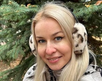 Real Rabbit Fur Earmuffs: Beige Winter Ear Warmers