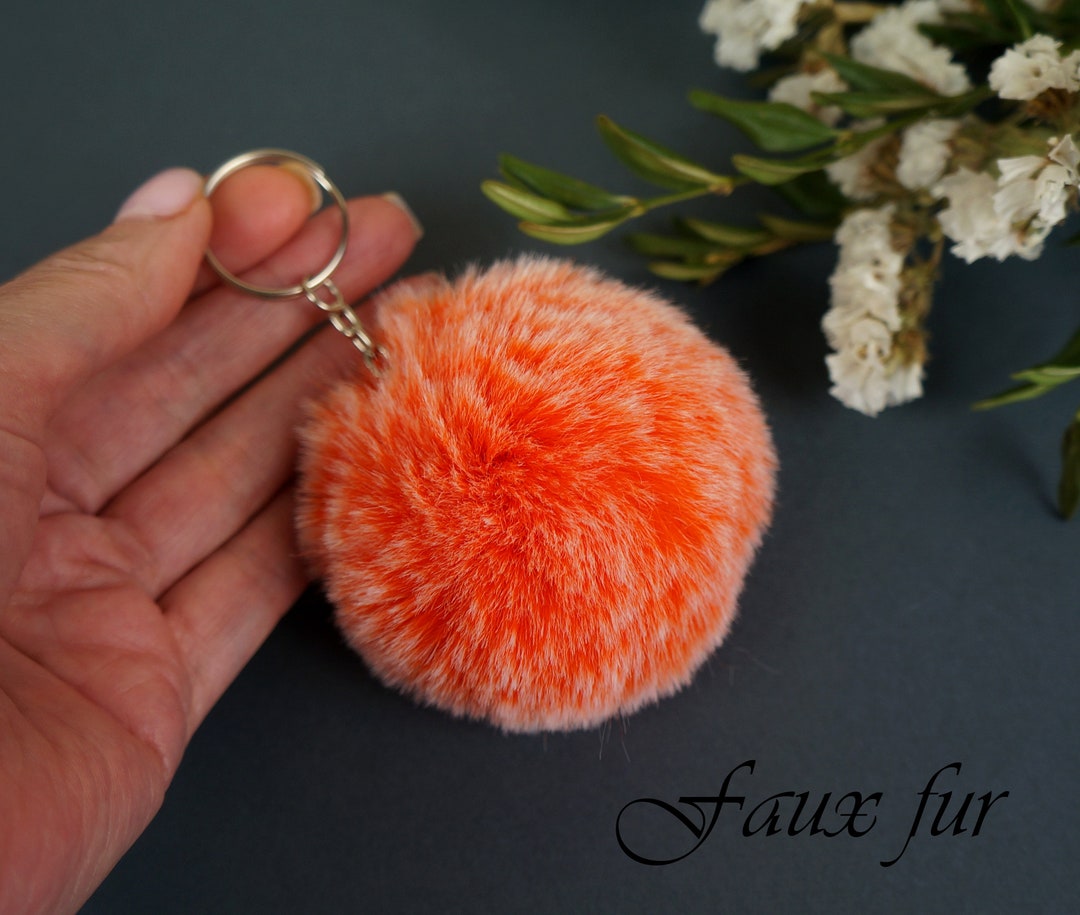 Fur Pom Pom Keychain Faux Fur Keychain Fur Keychain Fake Etsy