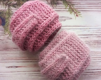 Hand Knitted Angora Mini Scarf: Skinny Neckerchief