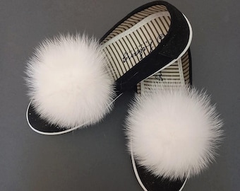 2 pcs Fox Fur Shoe Clips: Fluffy Sandal Trim