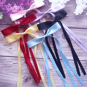 hair bow barrette, hair bow, bow with clip, hair ribbon bow, long ribbon tails, ladies hair bow, hair slides, fashion bow, gift for girl