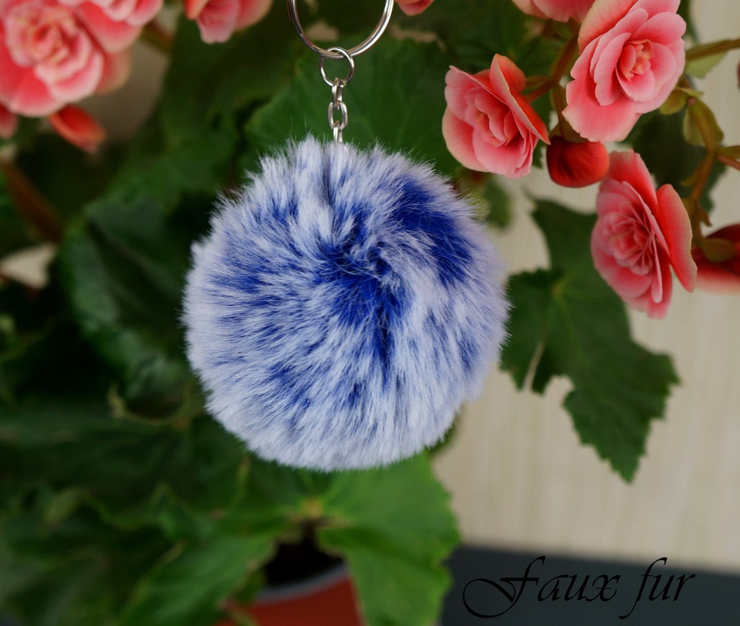 Fur Pom Pom Keychain, Faux Fur Keychain, Fur Keychain, Fake Pom Pom