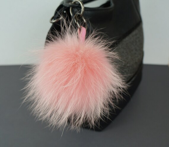 15 cm 6/" Bébé Rose Moelleux REAL RACCOON fourrure de renard Sac breloque pompon fourrure Ball Keychain