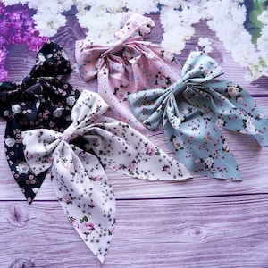 hair bow, hair bow barrette, bow with clip, hair ribbon bow, short ribbon tails, ladies hair bow, hair slides, fashion bow, gift for girl