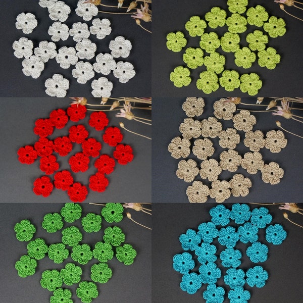 Appliques de fleurs au crochet, 12 mini-fleurs au crochet