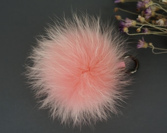 Fluffy Fur Pompom Keychain: Handmade Raccoon Bag Charm