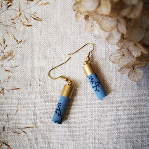 Blue fabric earrings