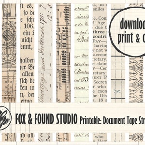 Faux Washi Tape Vintage Elements 417 Collage Sheet