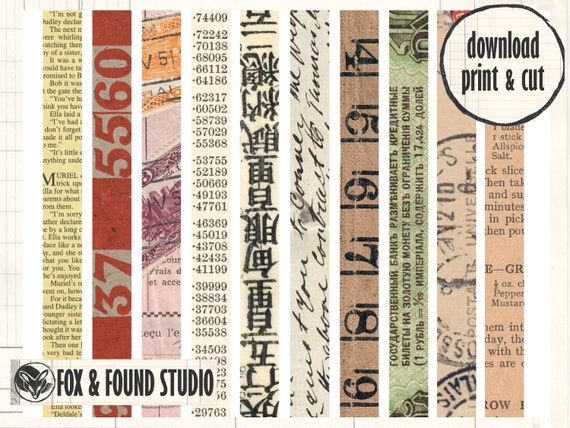 Vintage Faux Washi Tape Collage Sheet