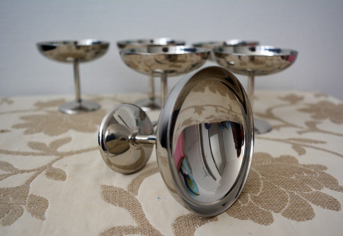 Set of 6 French Metal Footed Ice Cream Bowls ice cream footed Etsy